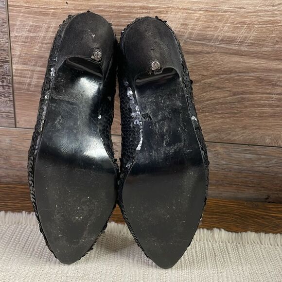 Jacqie Vintage Black Sequined High Heels, Black and Silver, Size 7 - Picture 7 of 9